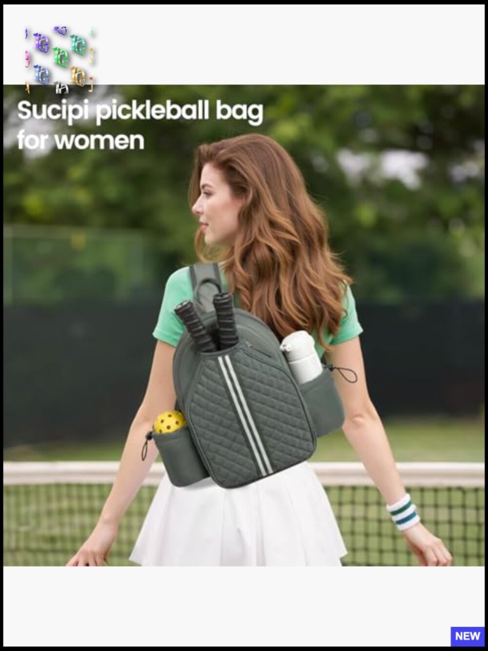 Quilted Pickleball Paddle Sling Bag Crossbody Backpack Sport Gym Travel Bag - Picture 2 of 6